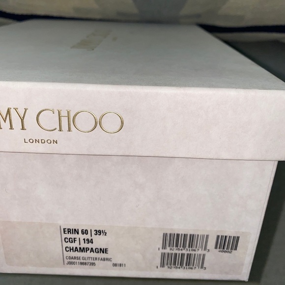 Jimmy Choo Erin 60 latte glitter metallic silver heels pump slingback SZ 39.5 - Picture 9 of 10